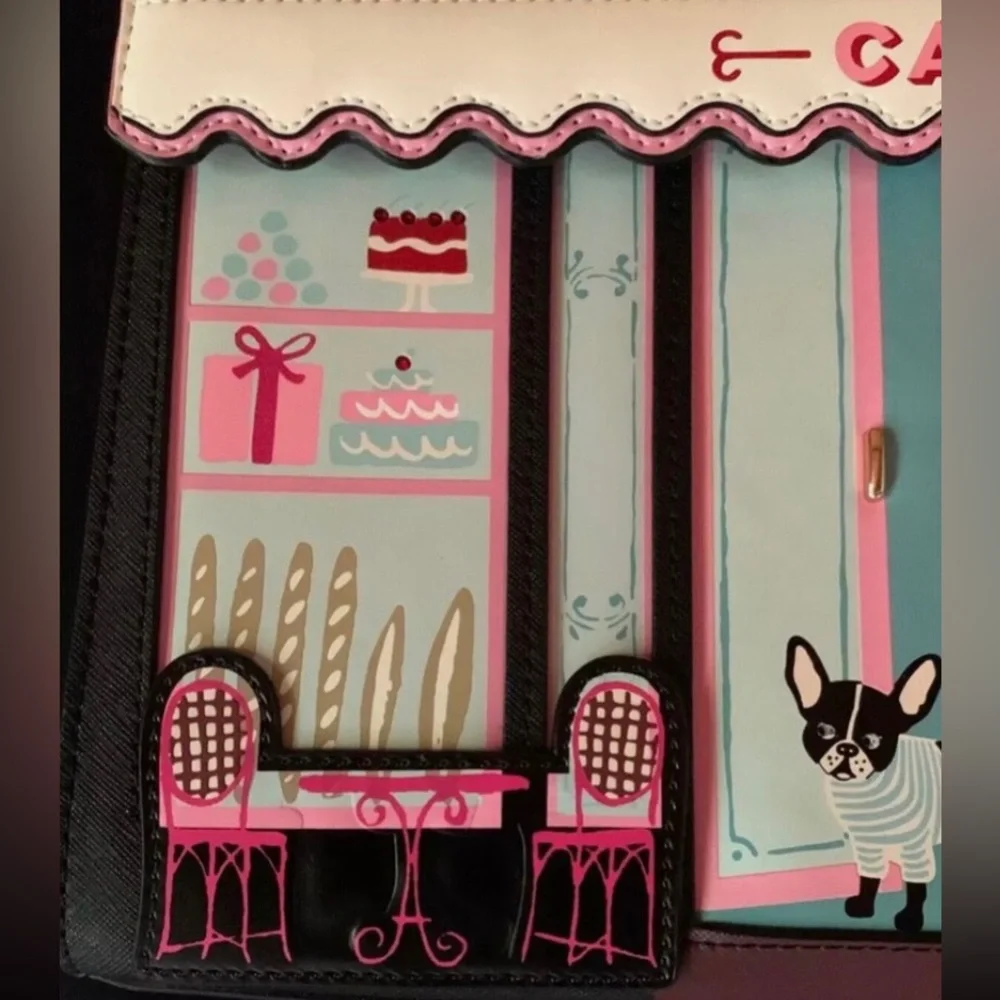 NWT Spade Ma Cherie Cafe Frenchie Dog Novelty Bag - Picture 7 of 14